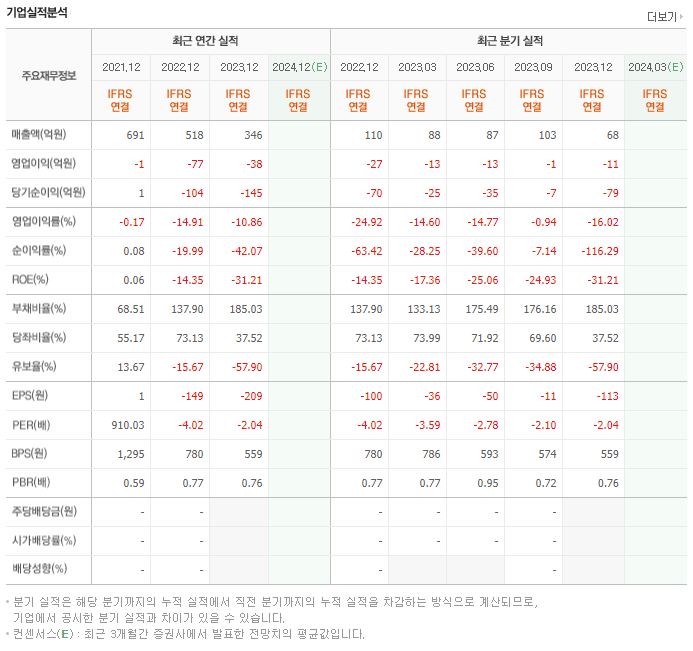 서울전자통신 재무제표