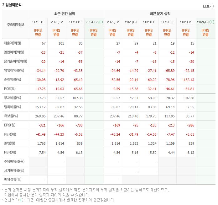 캐리소프트 재무제표