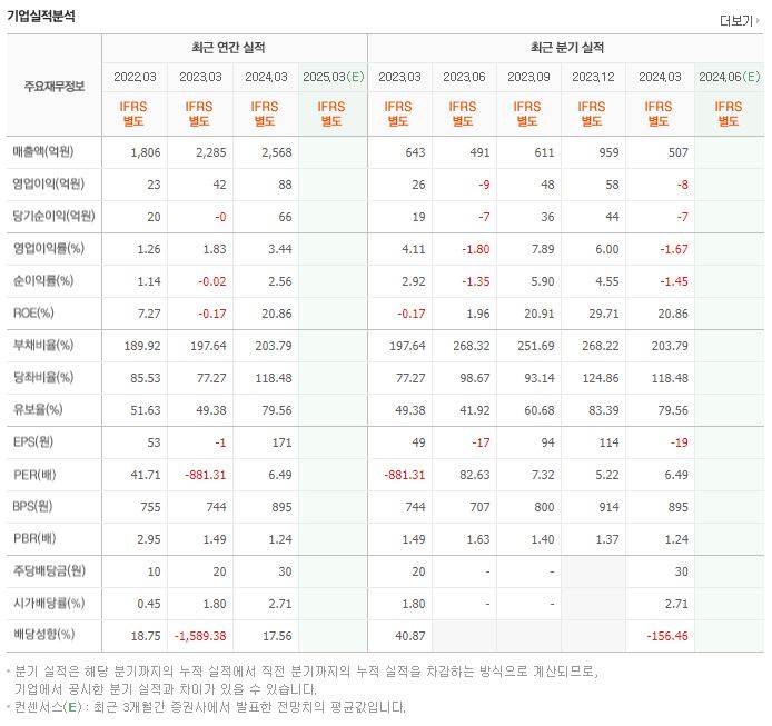 대신정보통신 재무제표